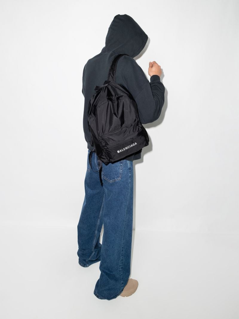 Black Logo Print Technical Backpack