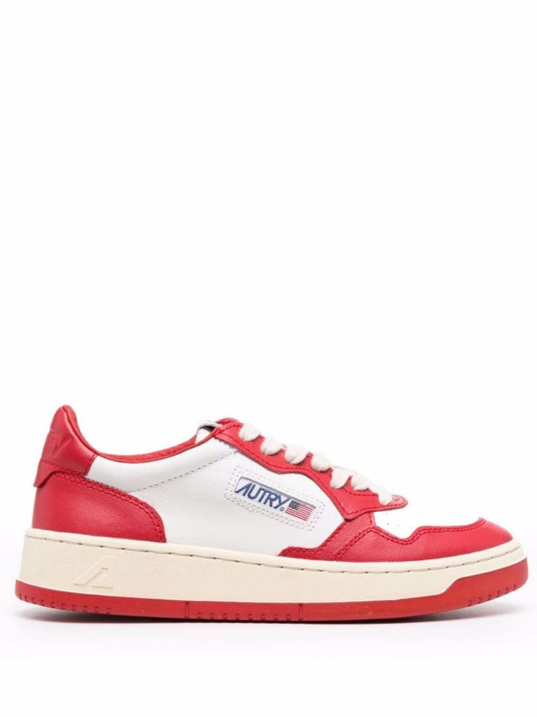 Red Action Low-top Leather Sneakers