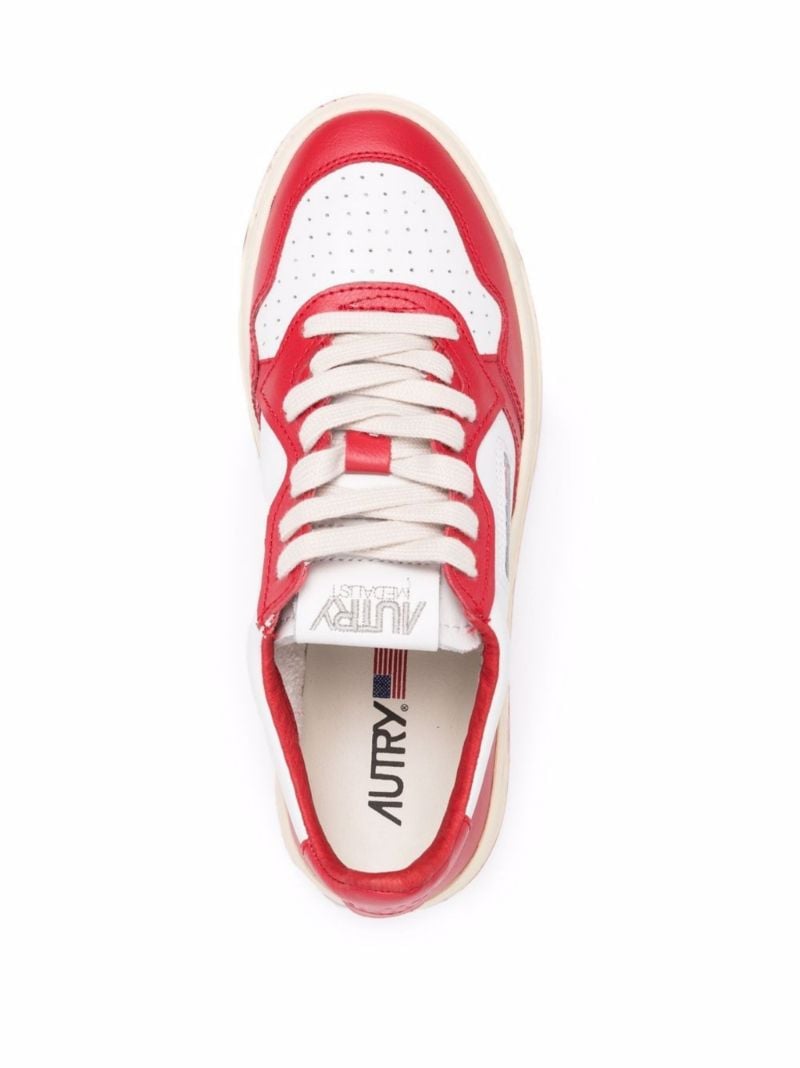 Red Action Low-top Leather Sneakers