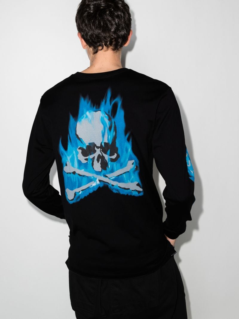 Flame Print Long Sleeve Cotton T-shirt