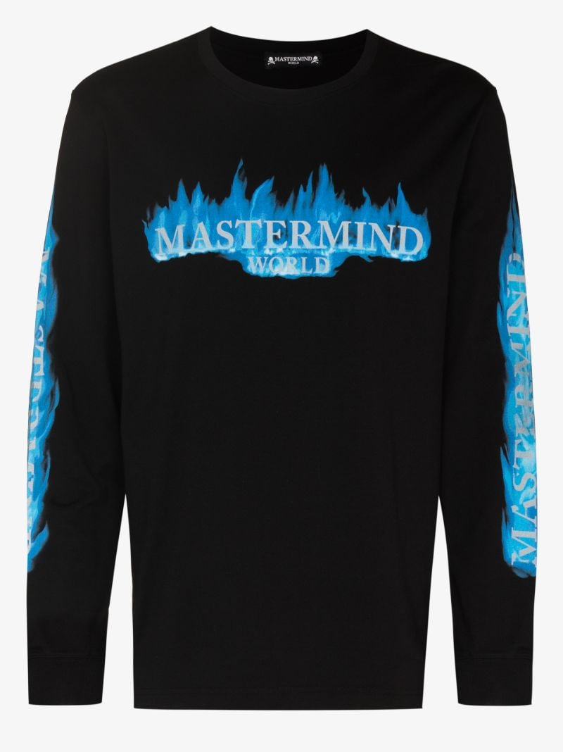 Flame Print Long Sleeve Cotton T-shirt