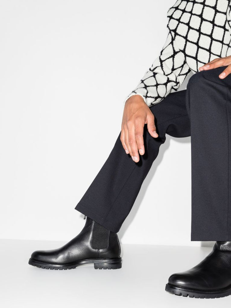 Black Winter Leather Chelsea Boots