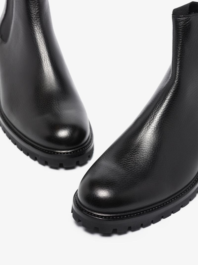 Black Winter Leather Chelsea Boots
