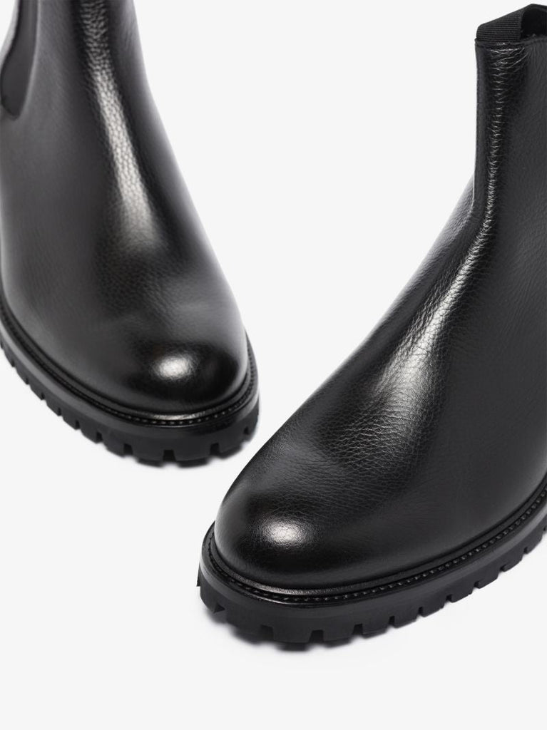 Black Winter Leather Chelsea Boots