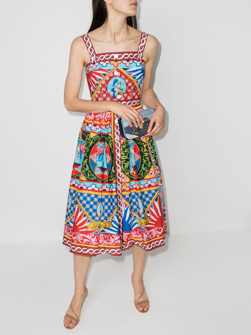 Carretto Print Flared Midi Dress