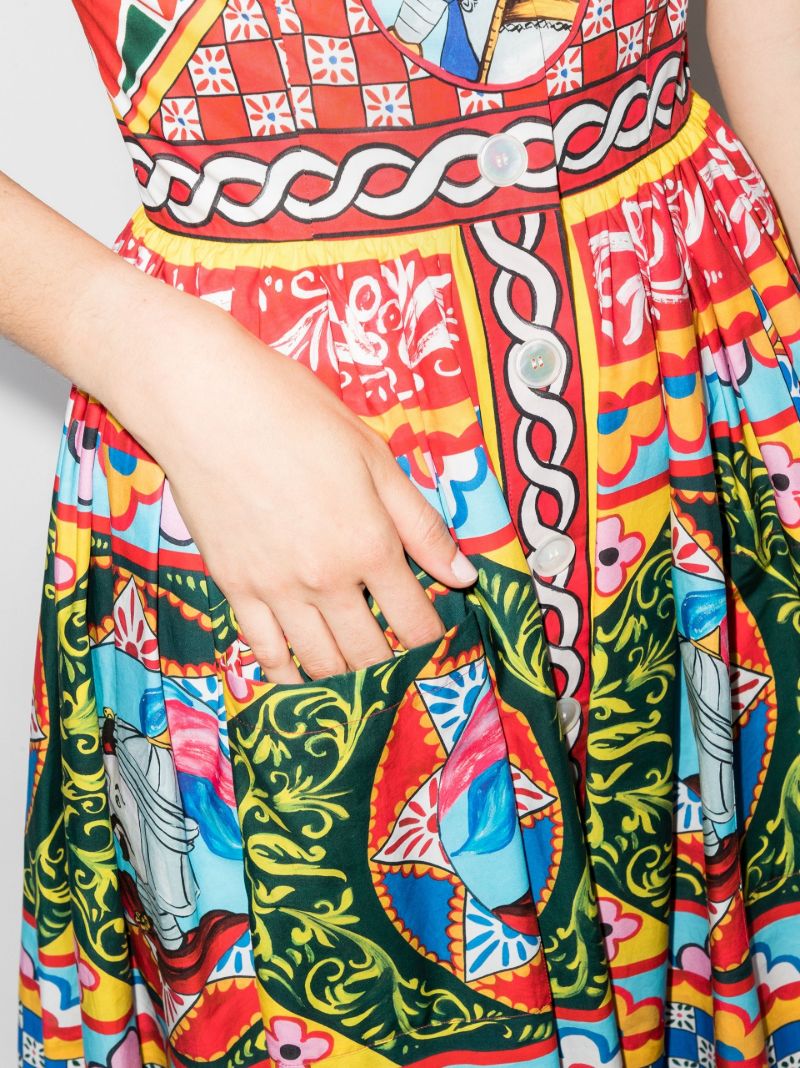 Carretto Print Flared Midi Dress