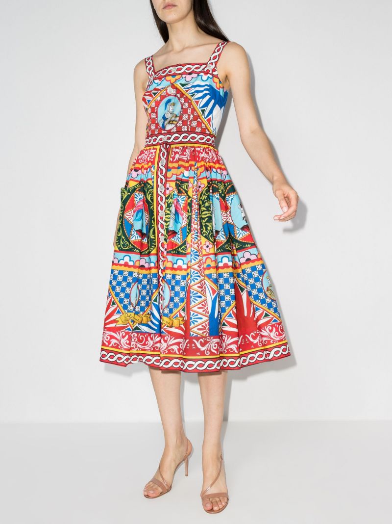 Carretto Print Flared Midi Dress