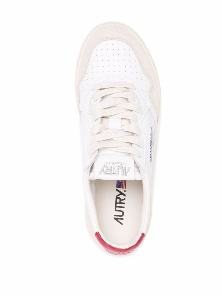 White Medalist Leather Sneakers