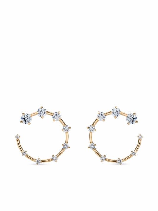 18k Yellow Gold Brilliant Circle Small Diamond Earrings