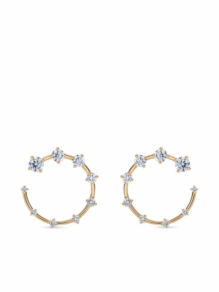 18k Yellow Gold Brilliant Circle Small Diamond Earrings