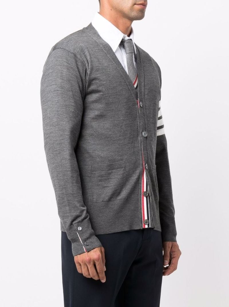 Grey 4-bar Wool Cardigan