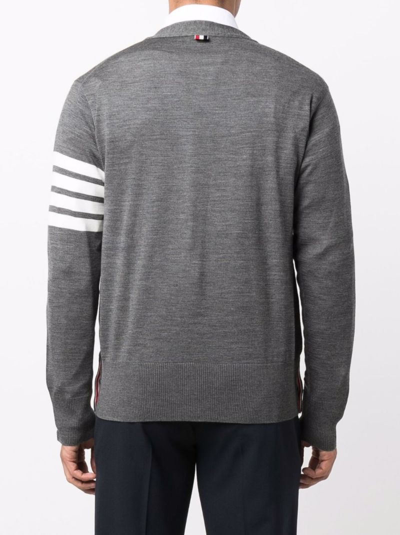 Grey 4-bar Wool Cardigan