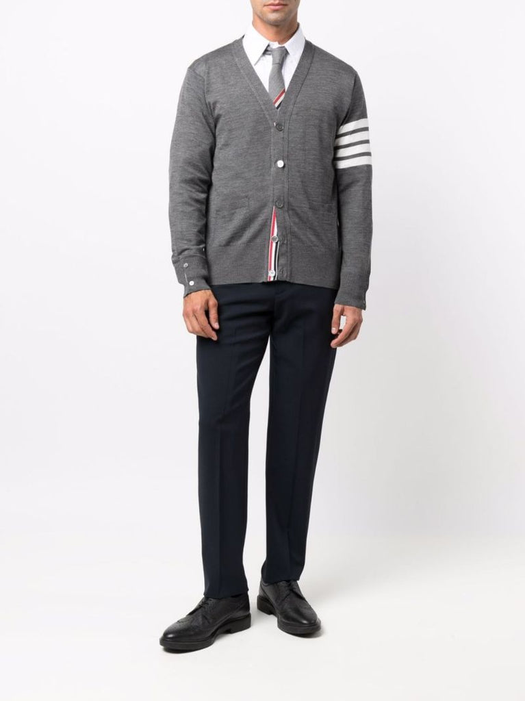 Grey 4-bar Wool Cardigan