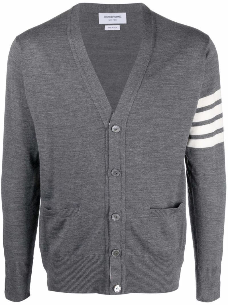 Grey 4-bar Wool Cardigan