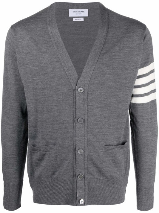 Grey 4-bar Wool Cardigan