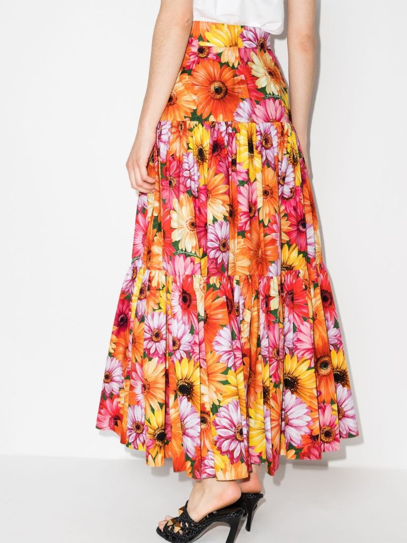 High Waist Gerbera Print Maxi Skirt