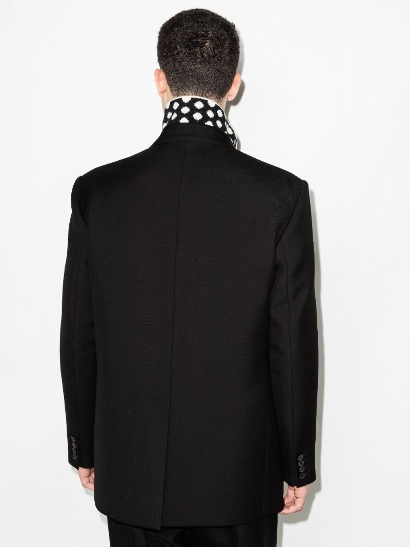 Black Double-breasted Wool Blazer