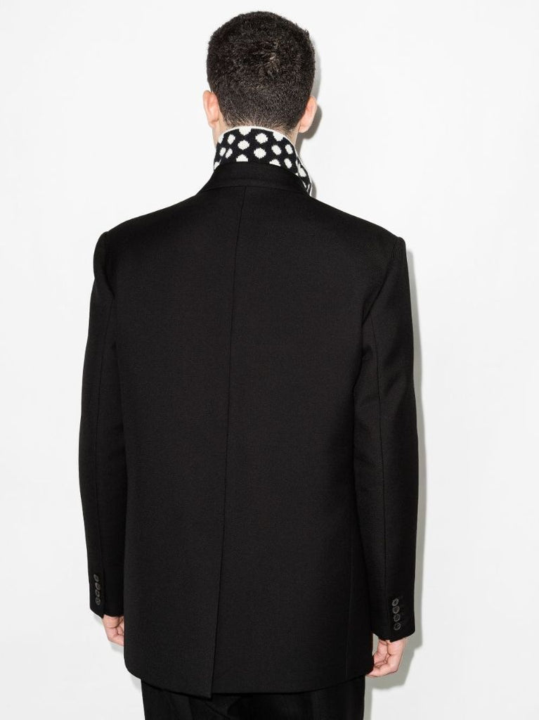 Black Double-breasted Wool Blazer