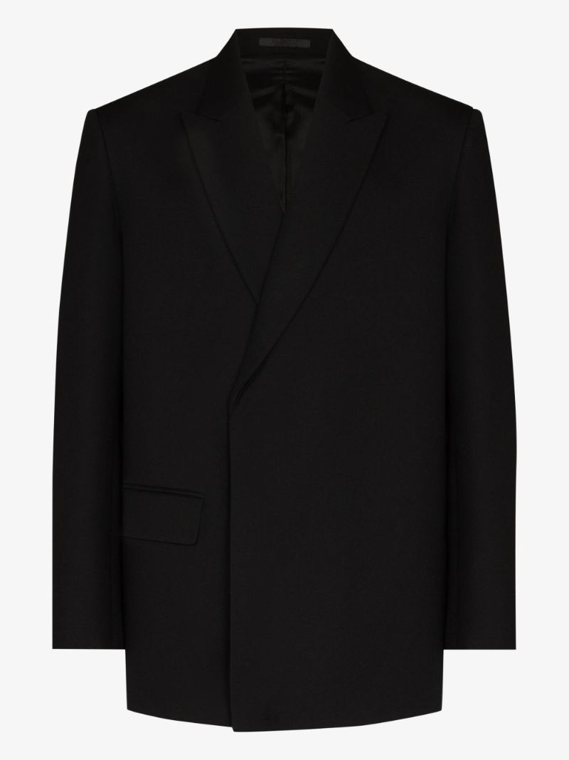 Black Double-breasted Wool Blazer