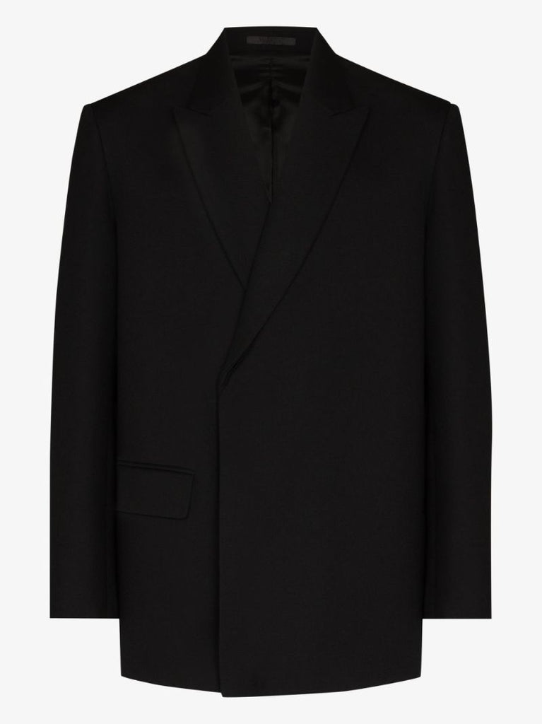 Black Double-breasted Wool Blazer
