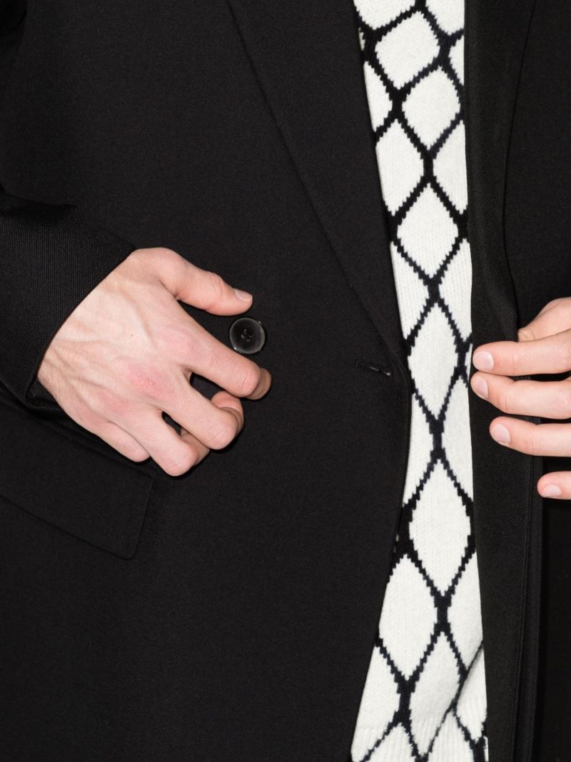 Black Double-breasted Wool Blazer
