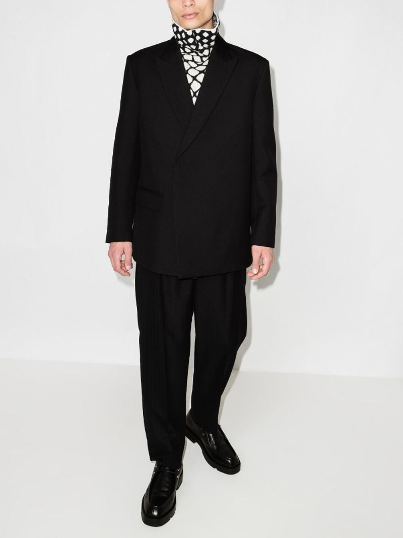 Black Double-breasted Wool Blazer