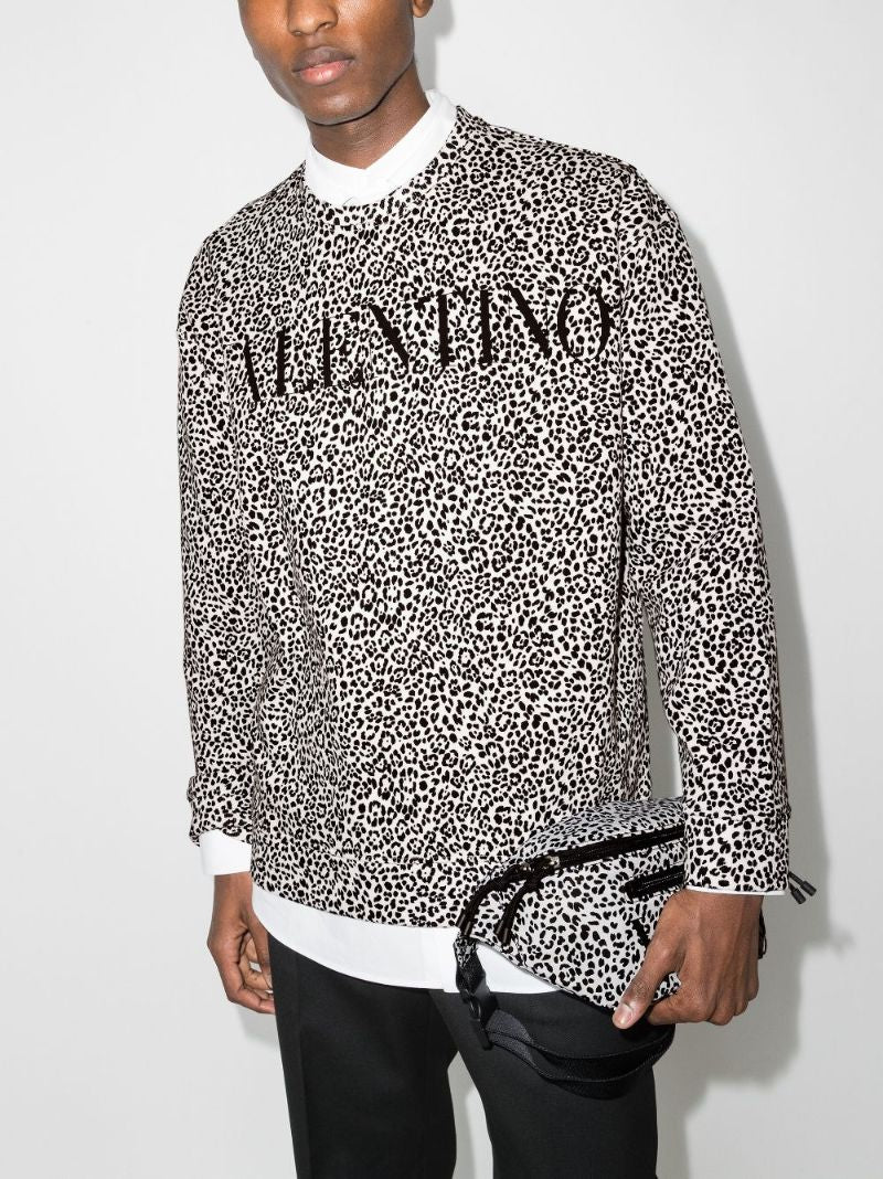 Logo Leopard Print Cotton Sweatshirt
