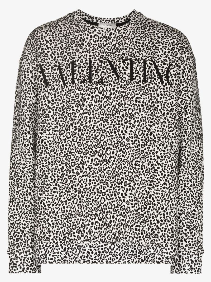 Logo Leopard Print Cotton Sweatshirt