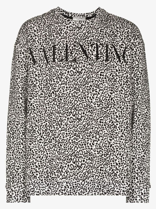 Logo Leopard Print Cotton Sweatshirt