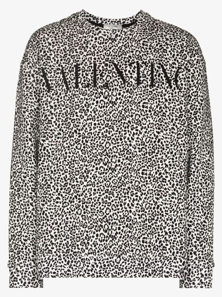 Logo Leopard Print Cotton Sweatshirt