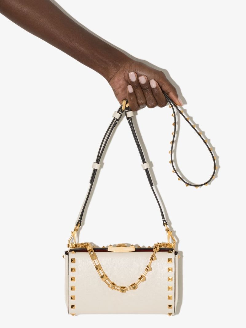 Neutral Rockstud Alcove Leather Cross Body Bag