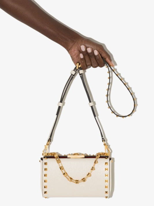 Neutral Rockstud Alcove Leather Cross Body Bag