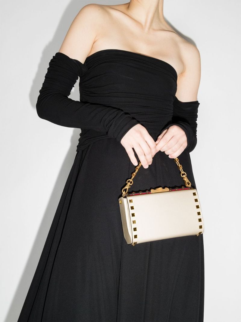 Neutral Rockstud Alcove Leather Cross Body Bag