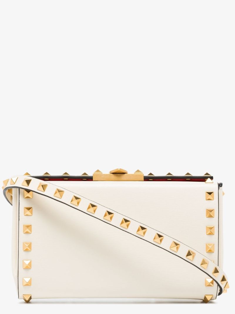 Neutral Rockstud Alcove Leather Cross Body Bag