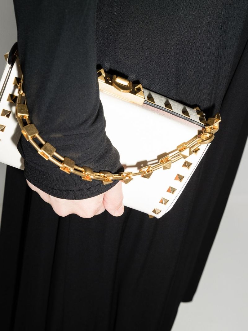 Neutral Rockstud Alcove Leather Cross Body Bag
