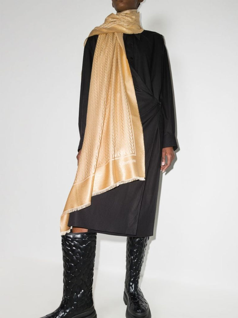 Gold Optical Monogram Jacquard Scarf