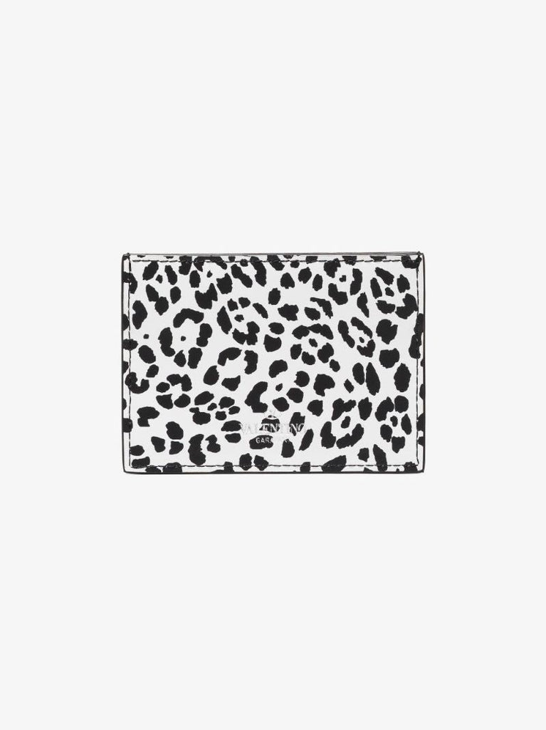 Black and White Animal Print Leather Card Holder