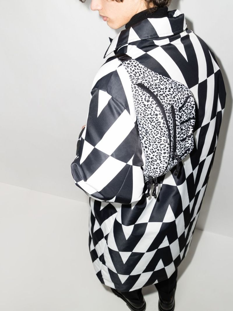 Black and White Vltn Leopard Print Cross Body Bag