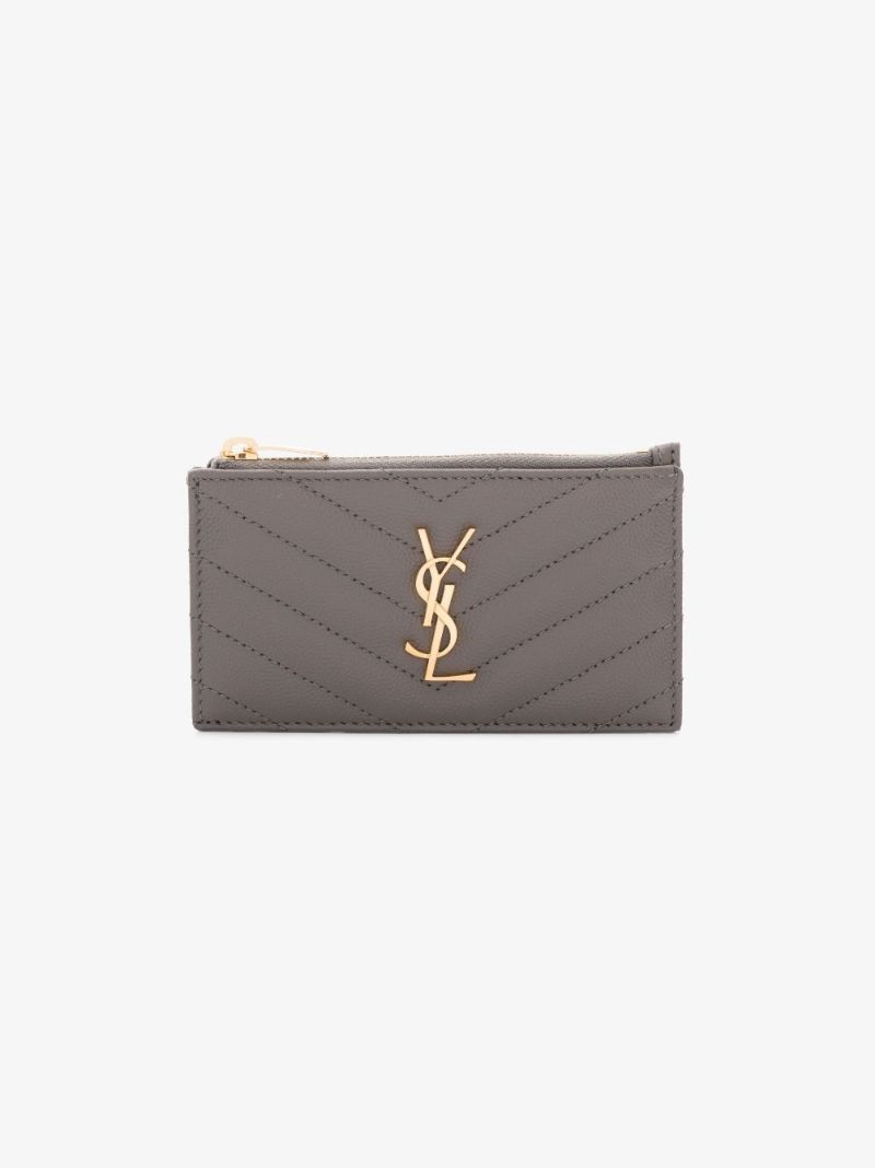 Grey Cassandre Monogram Leather Cardholder