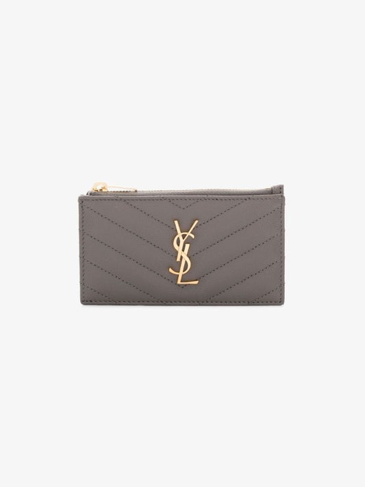 Grey Cassandre Monogram Leather Cardholder