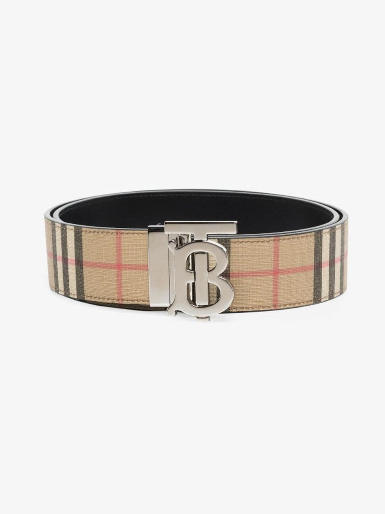 Beige Tb Vintage Check Reversible Canvas Belt