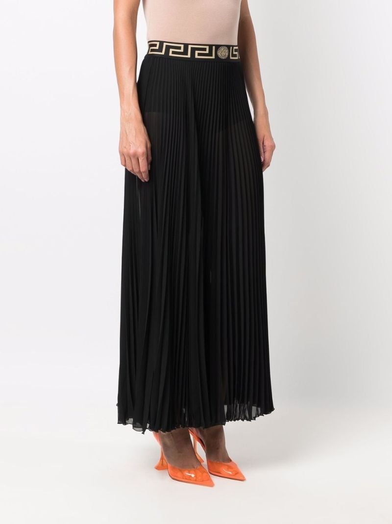Black La Greca Pleated Midi Skirt