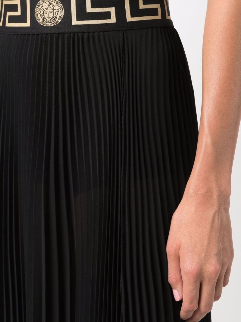 Black La Greca Pleated Midi Skirt
