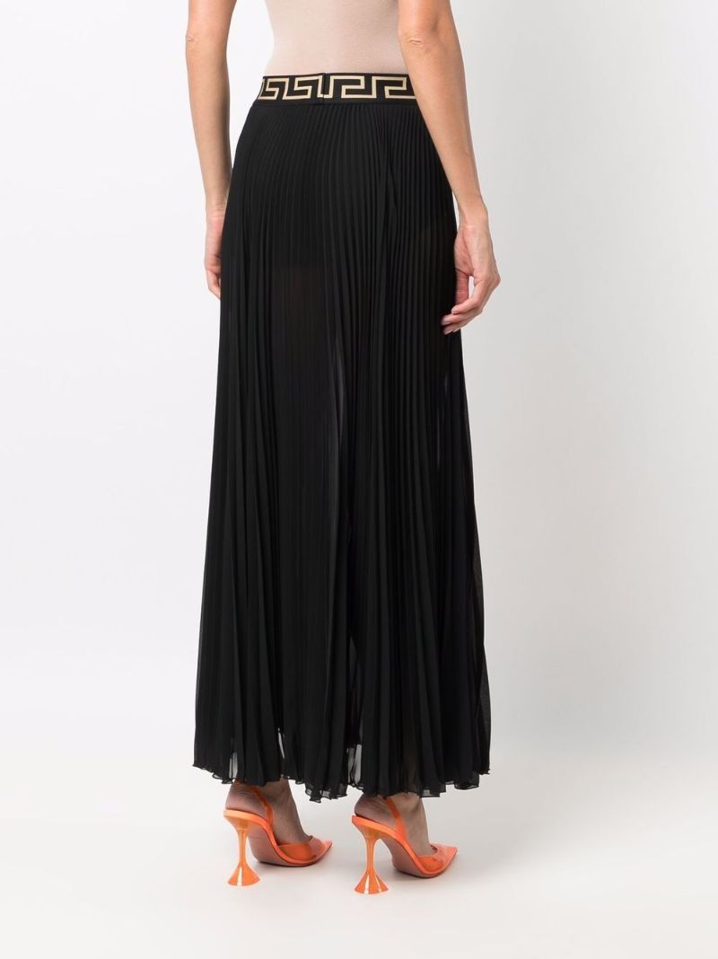 Black La Greca Pleated Midi Skirt