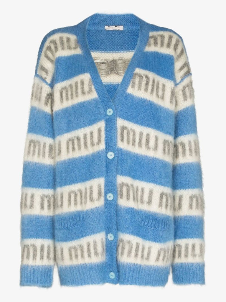 Logo Stripe Cardigan