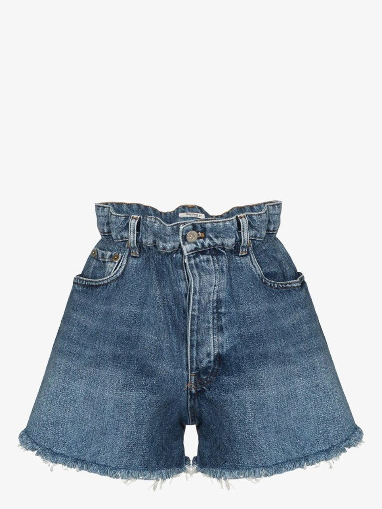 Paper Bag Waist Denim Shorts