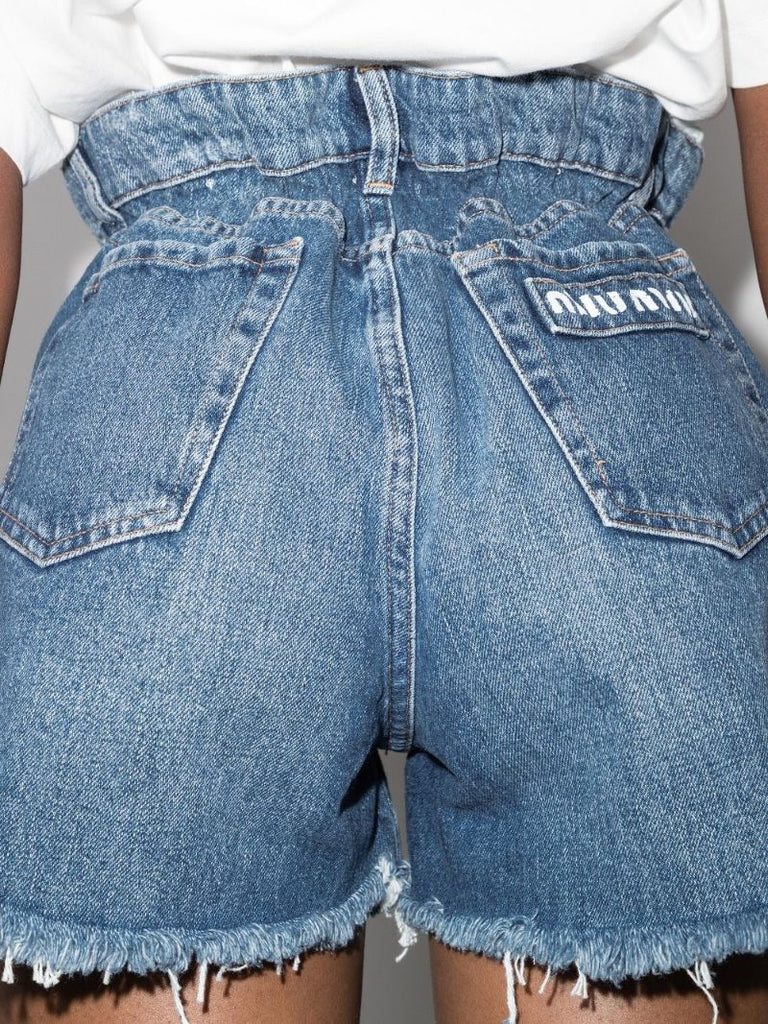 Paper Bag Waist Denim Shorts