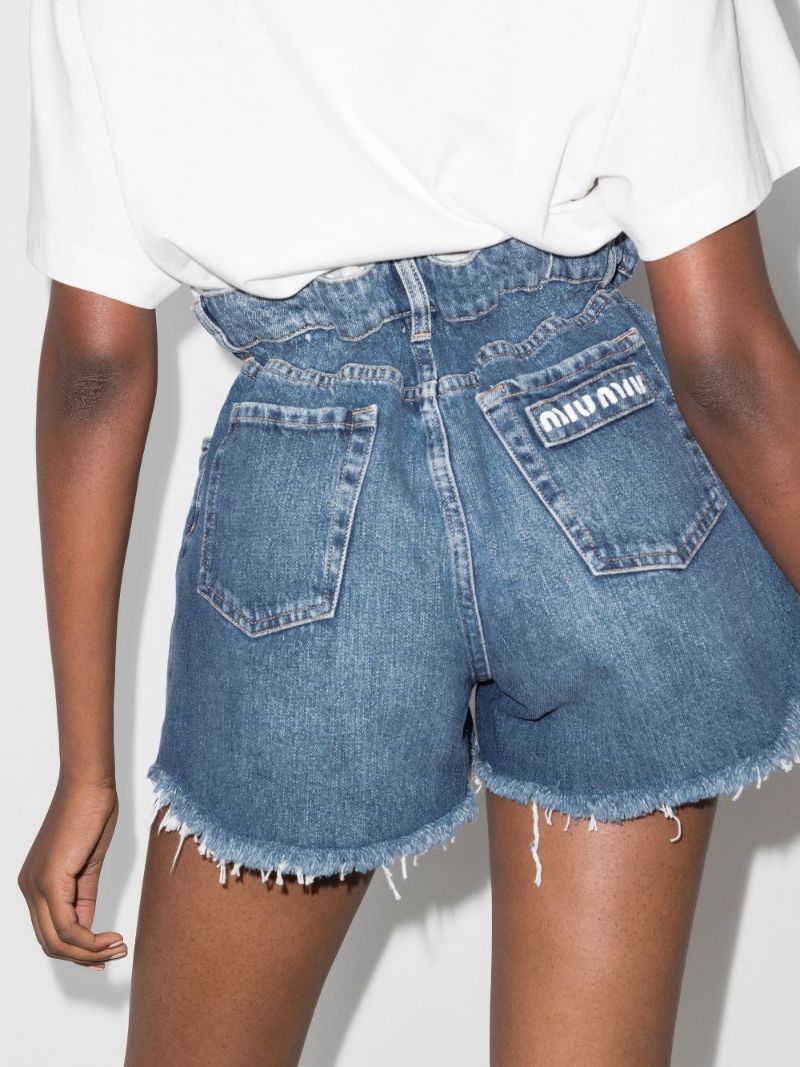 Paper Bag Waist Denim Shorts