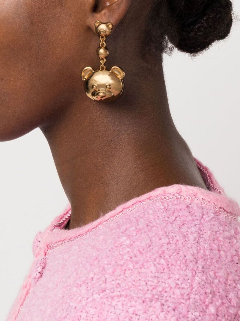 Gold-tone Teddy Bear Drop Earrings