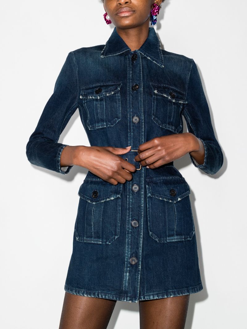 Blue Saharienne Belted Denim Jacket